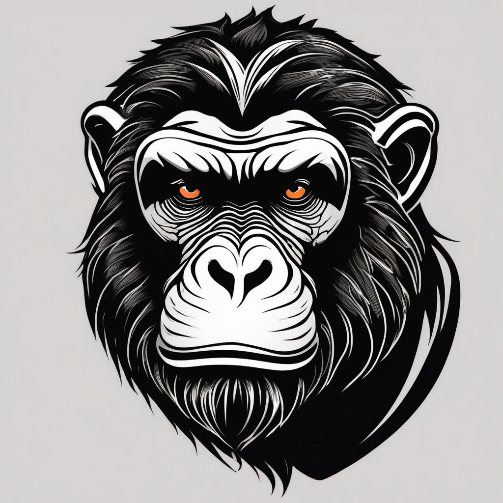 Ape Tattoo-Bold and primal tattoo featuring an ape, symbolizing strength, intelligence, and primal instincts.  simple color vector tattoo