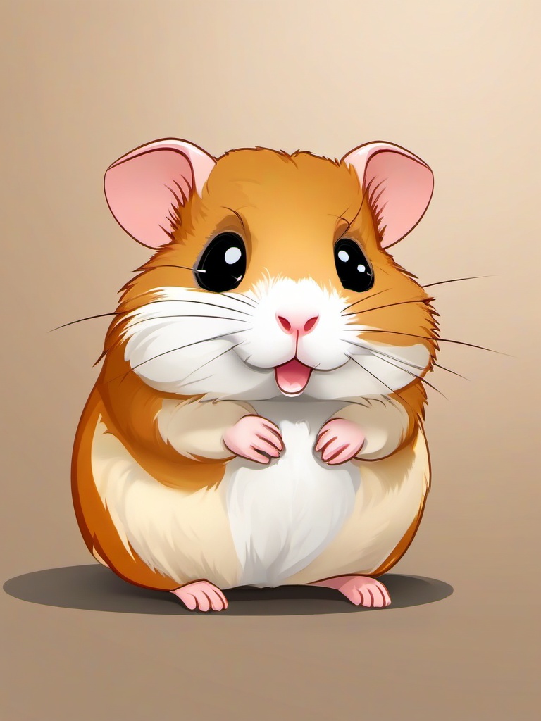 Hamster cartoon - small, round pet with cheek pouches  