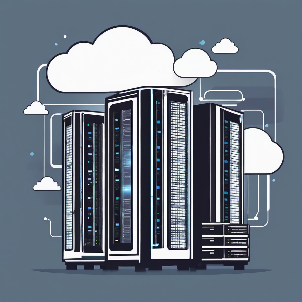 Cloud Data Center Server Farm and Technology clipart - Cloud data center server farm, ,vector color clipart,minimal