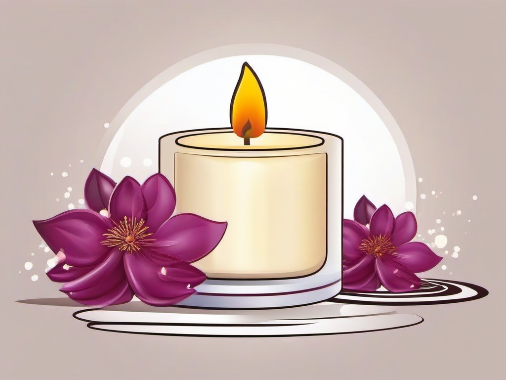 Candle clipart - Candle in a spa setting.  vector style illustration, white background