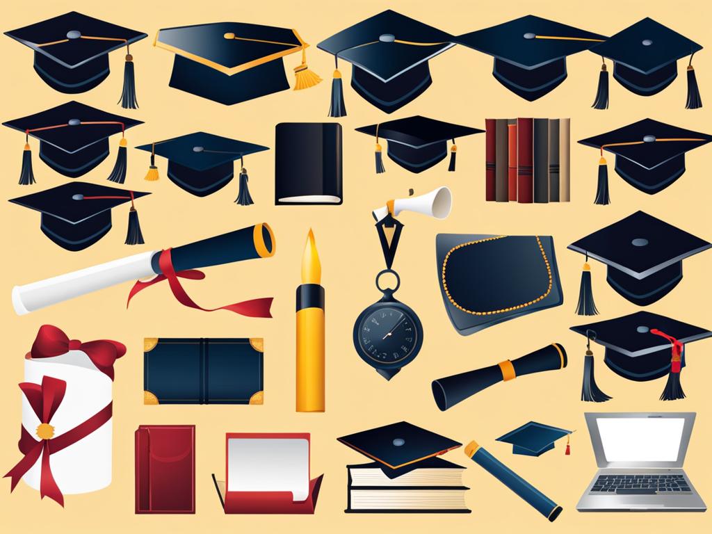 graduation clipart - a mortarboard and diploma, a milestone achievement 