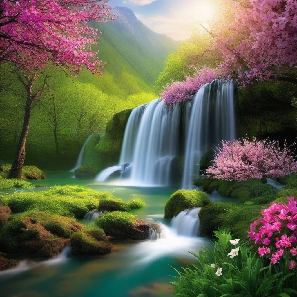 spring waterfall background  ,background wallpaper