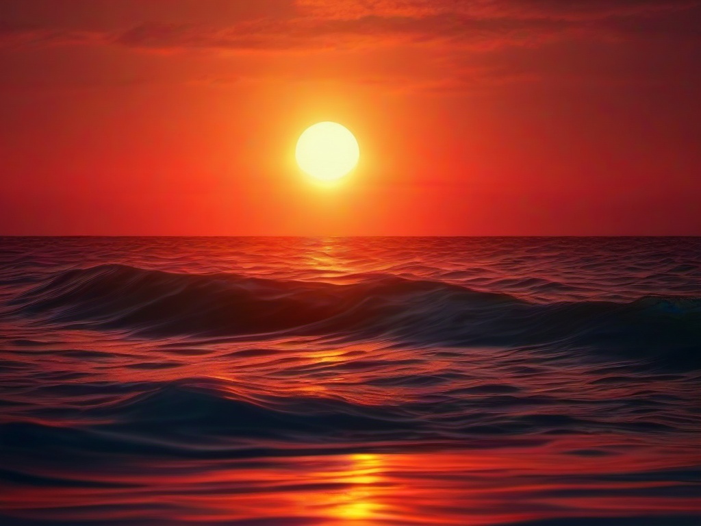 Sunset Wallpaper - Ocean horizon with fiery sunset.  sunset background