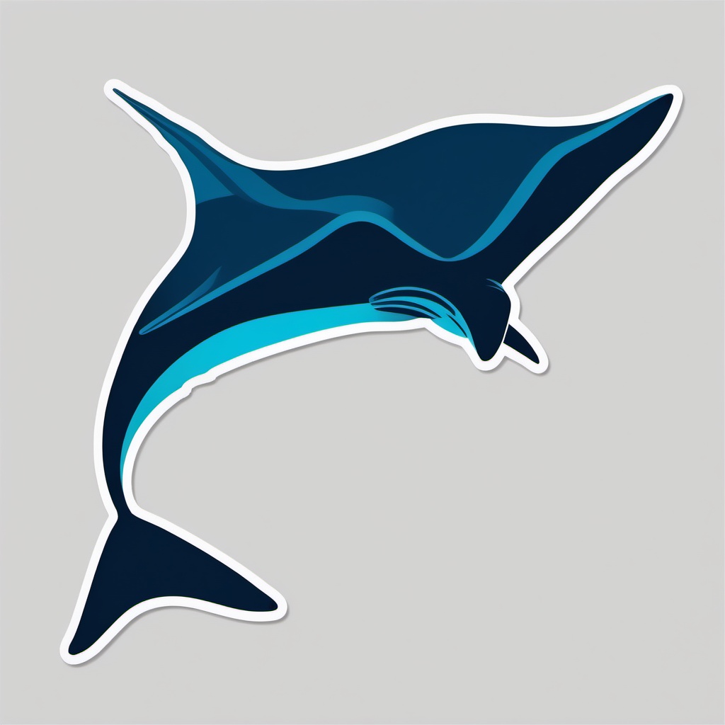 Manta Ray Sticker - A graceful manta ray gliding through the ocean, ,vector color sticker art,minimal