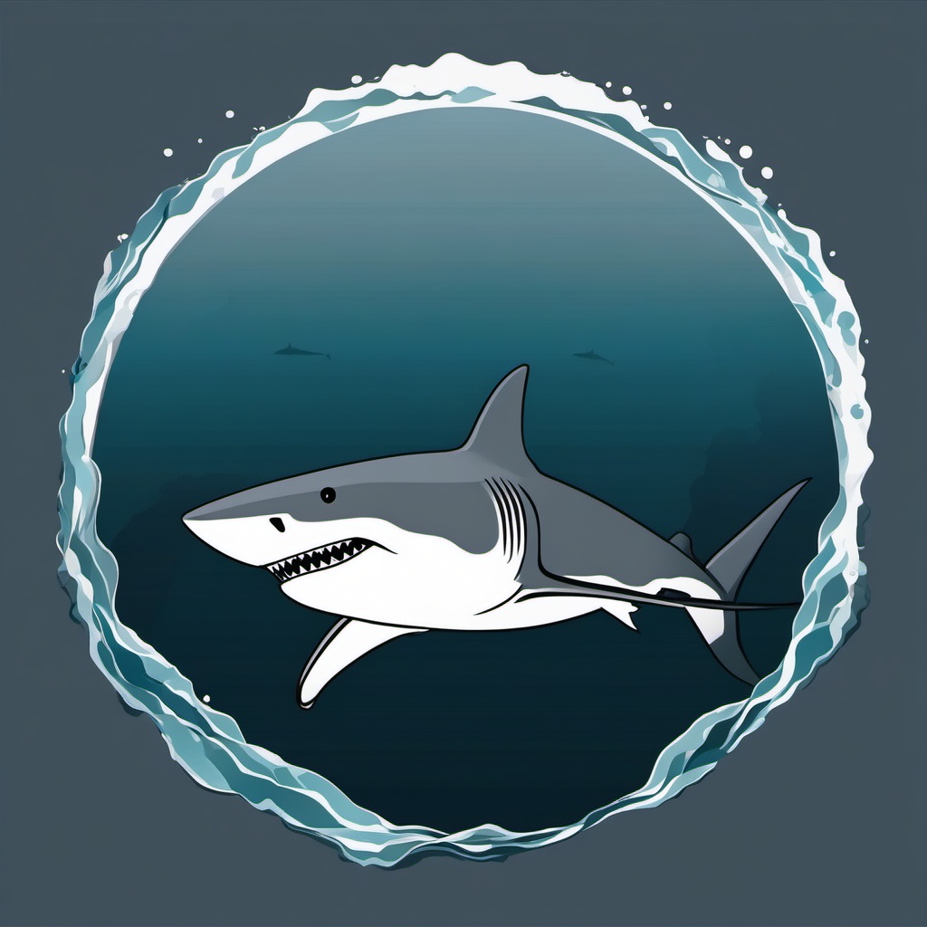 Great White Shark Clipart - Great White Shark lurking in the depths , minimal, 2d