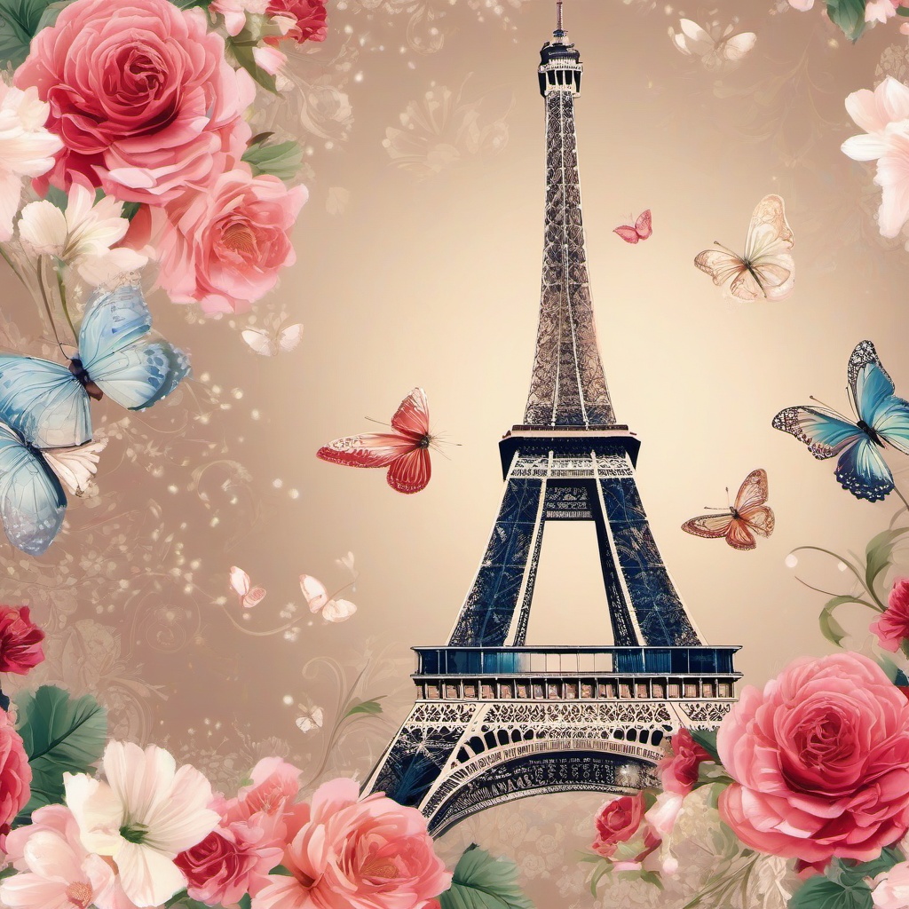 Pretty Wallpapers - Eiffel Tower Romance in Paris  wallpaper style, intricate details, patterns, splash art, light colors