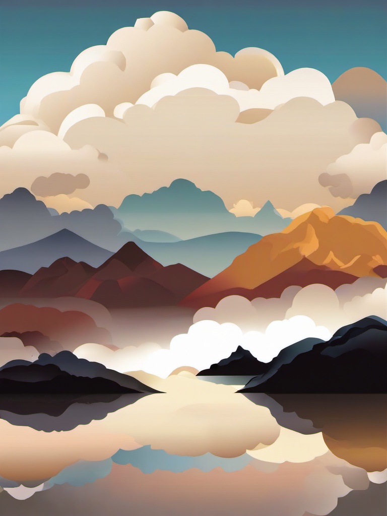 Cloud clipart - clouds floating above a mountain range  