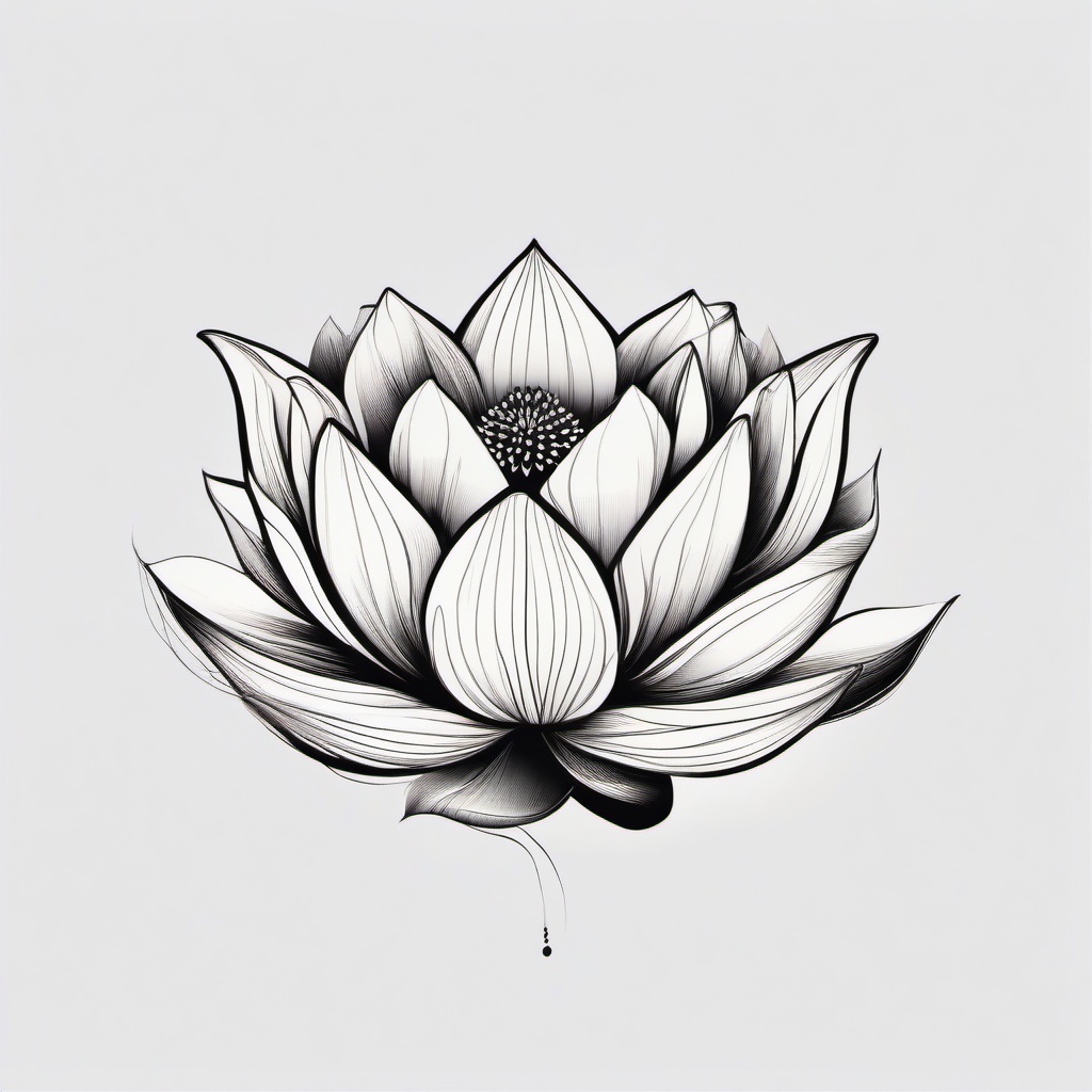 japanese lotus tattoo drawing  simple color tattoo,white background,minimal