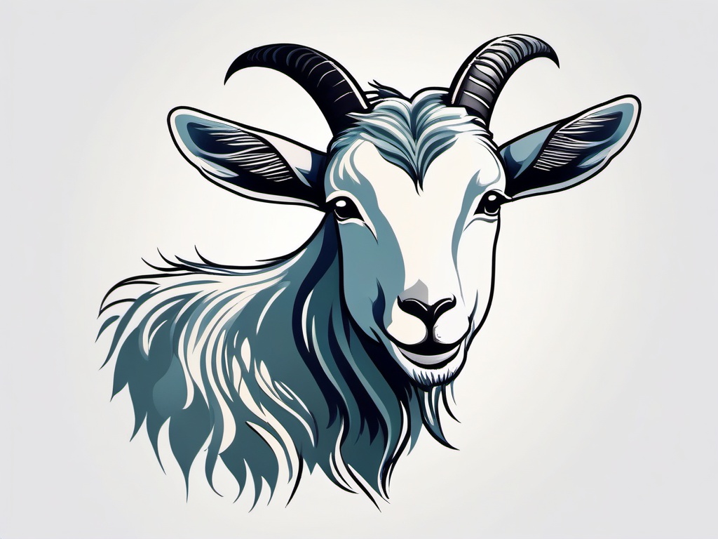 Cute Goat Tattoo - A charming and endearing tattoo featuring an adorable goat.  simple color tattoo design,white background