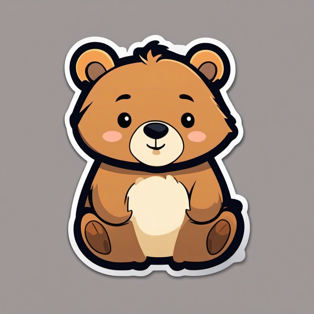 Bear Sticker - A cute bear with a friendly expression. ,vector color sticker art,minimal