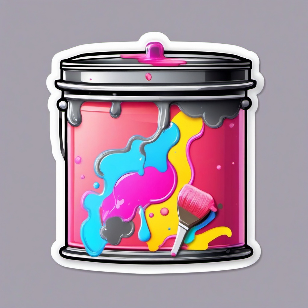 Kawaii Paint Can sticker- Colorful Creativity, , color sticker vector art