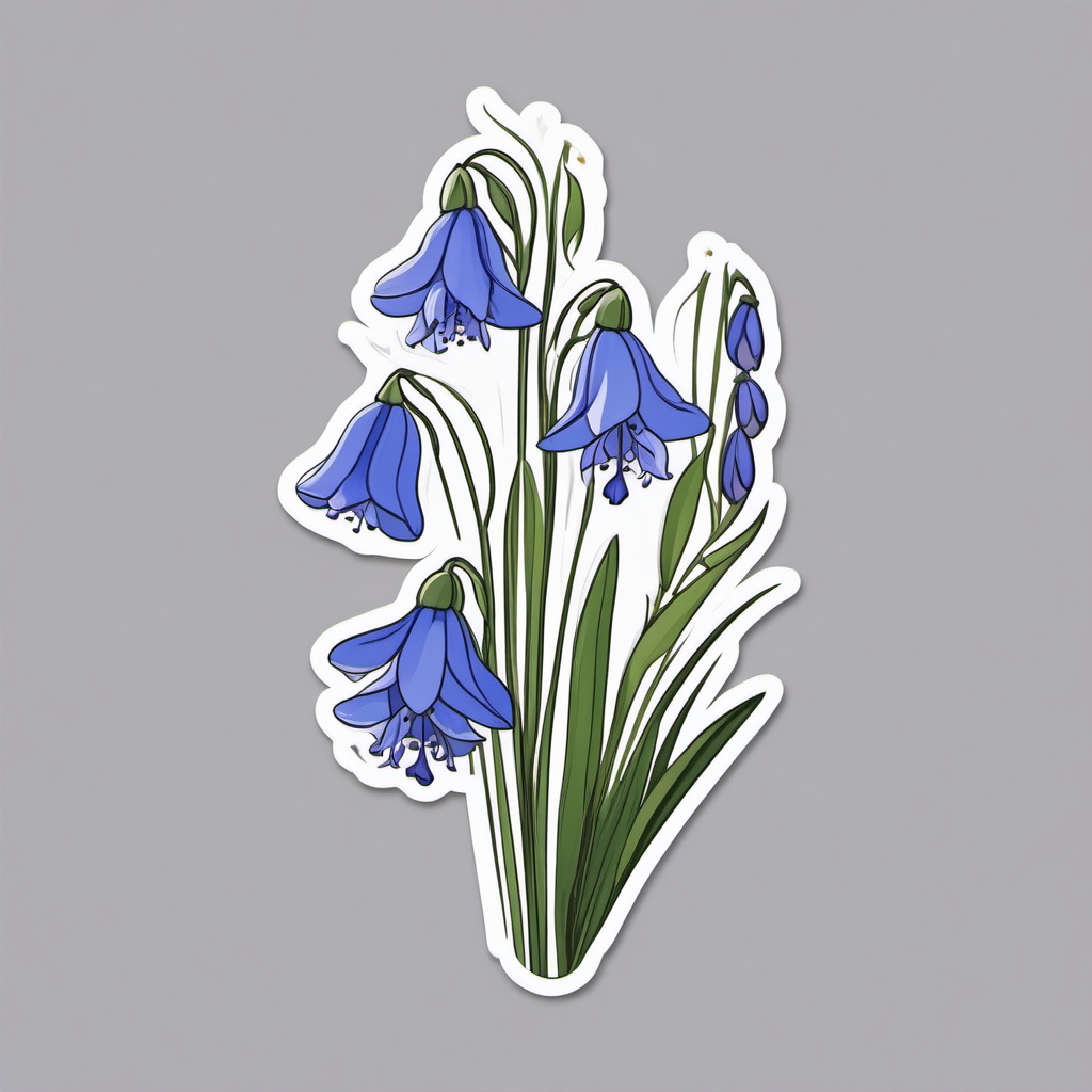 Bluebell Sticker - Welcome the enchanting and bell-shaped blooms of bluebells with this delicate sticker, , sticker vector art, minimalist design