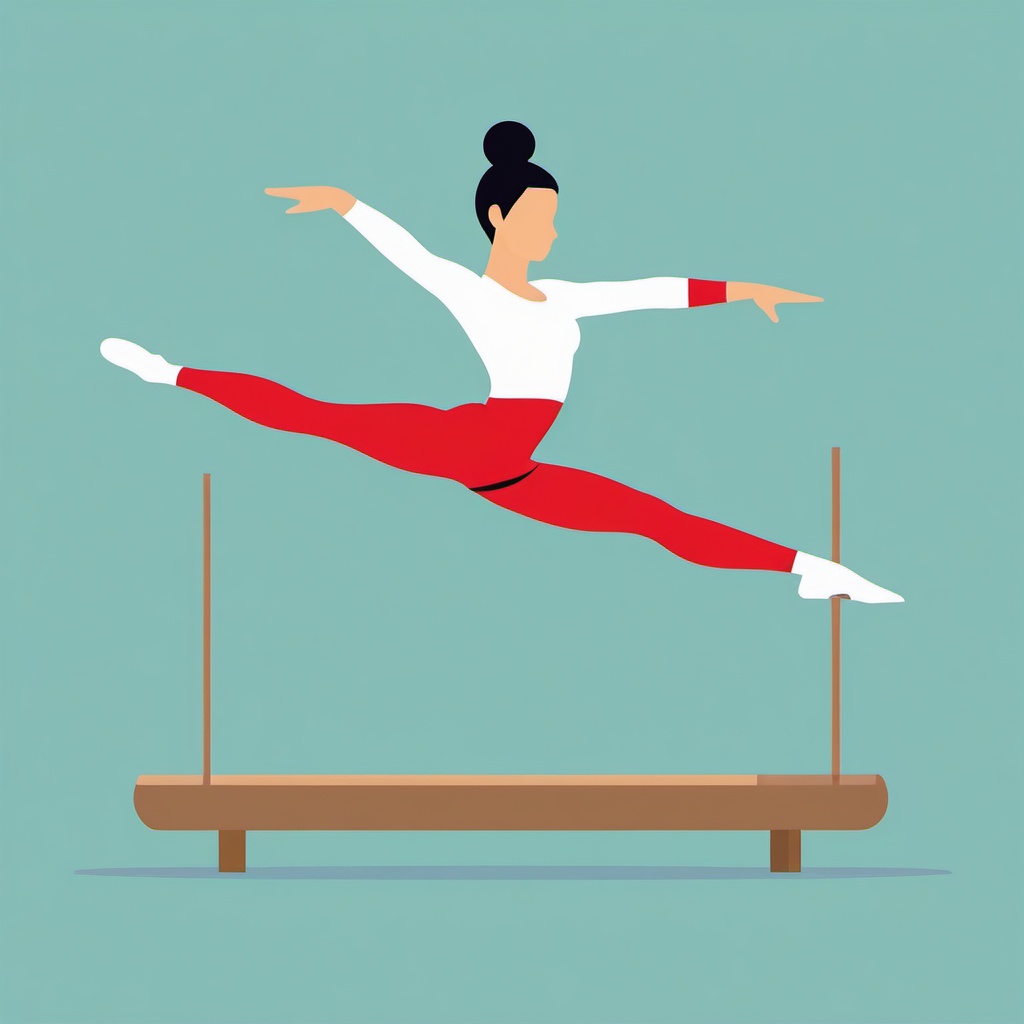 Gymnast in Balance Beam Routine Clipart - A gymnast in a balance beam routine.  color vector clipart, minimal style