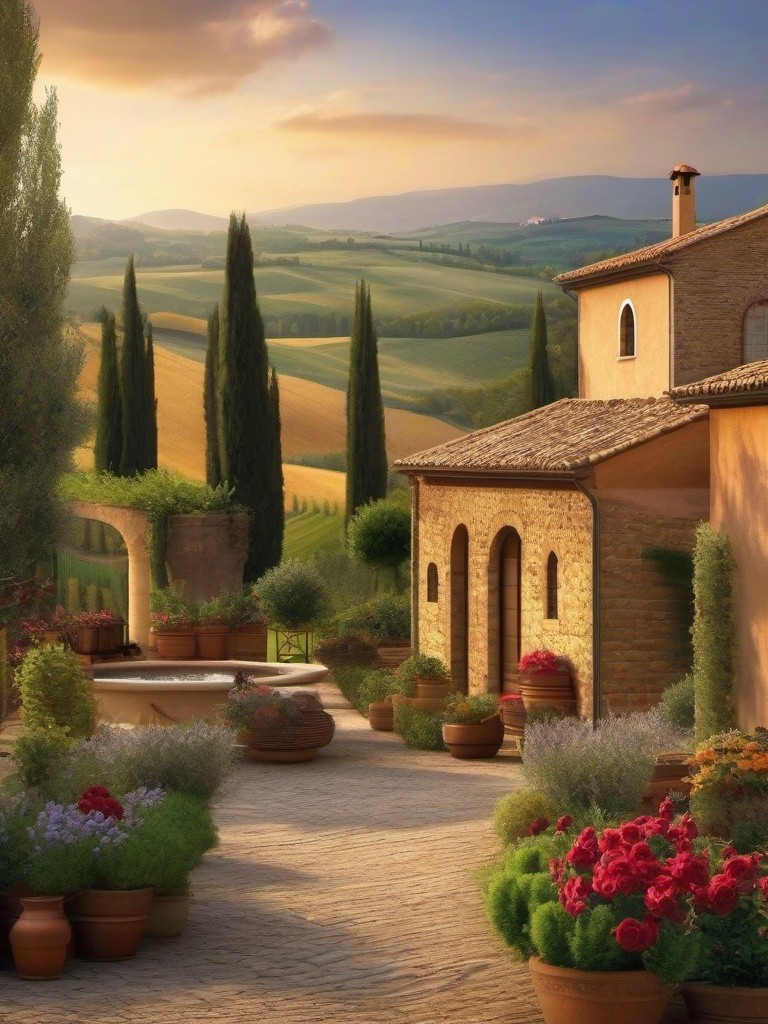 Tuscan Countryside Escape - Transport your living room to the charming Tuscan countryside. , living room decor ideas, multicoloured, photo realistic, hyper detail, high resolution,