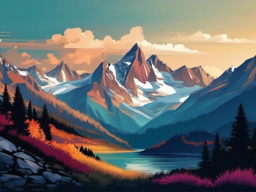 Mountain Background - Breathtaking Rocky Mountain Peaks, Majestic Landscapes  intricate patterns, splash art, wallpaper art