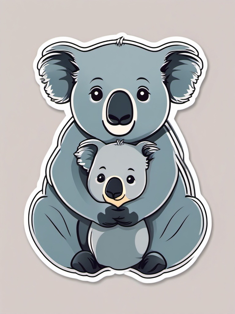 Koala Hug Sticker - Two koalas sharing a heartwarming hug. ,vector color sticker art,minimal