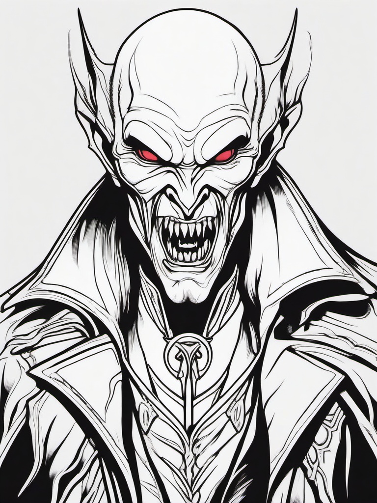 Vampire Coloring Pages - Blood-Sucking Undead Creature of Night  minimal black outline printable sheet, coloring page