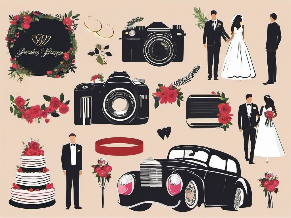 Wedding Photography clipart - Capturing wedding memories, ,vector color clipart,minimal