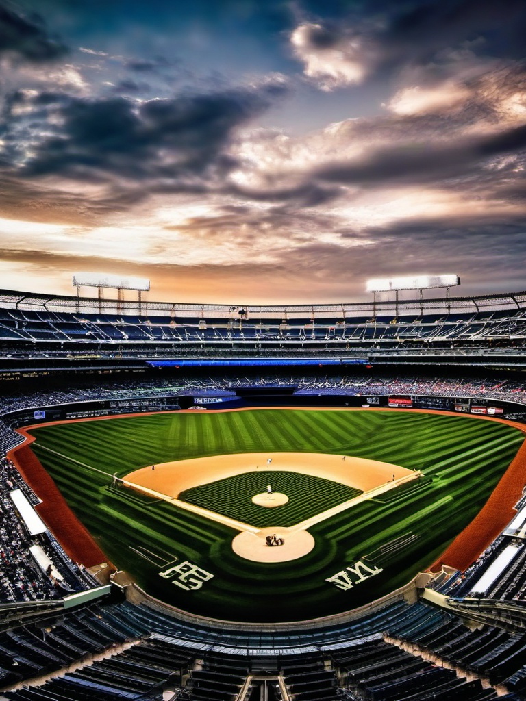 Baseball Wallpaper - Major League Action at Yankee Stadium  wallpaper style, intricate details, patterns, splash art, light colors