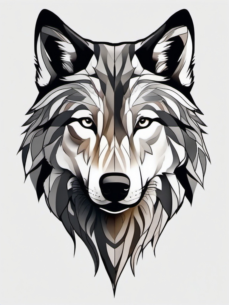 hunting wolf tattoo  simple color tattoo,minimal,white background