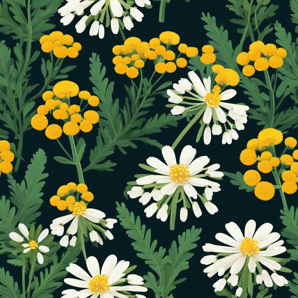 Tundra Arctic Tansy Clip Art - Arctic tansy in the tundra,  color vector clipart, minimal style