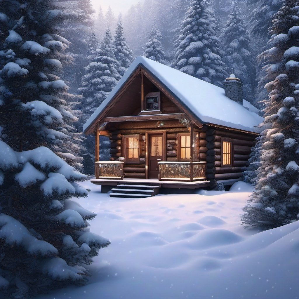 Cozy Holiday Cabin in Snowy Woods Christmas Wallpaper intricate details, patterns, wallpaper photo