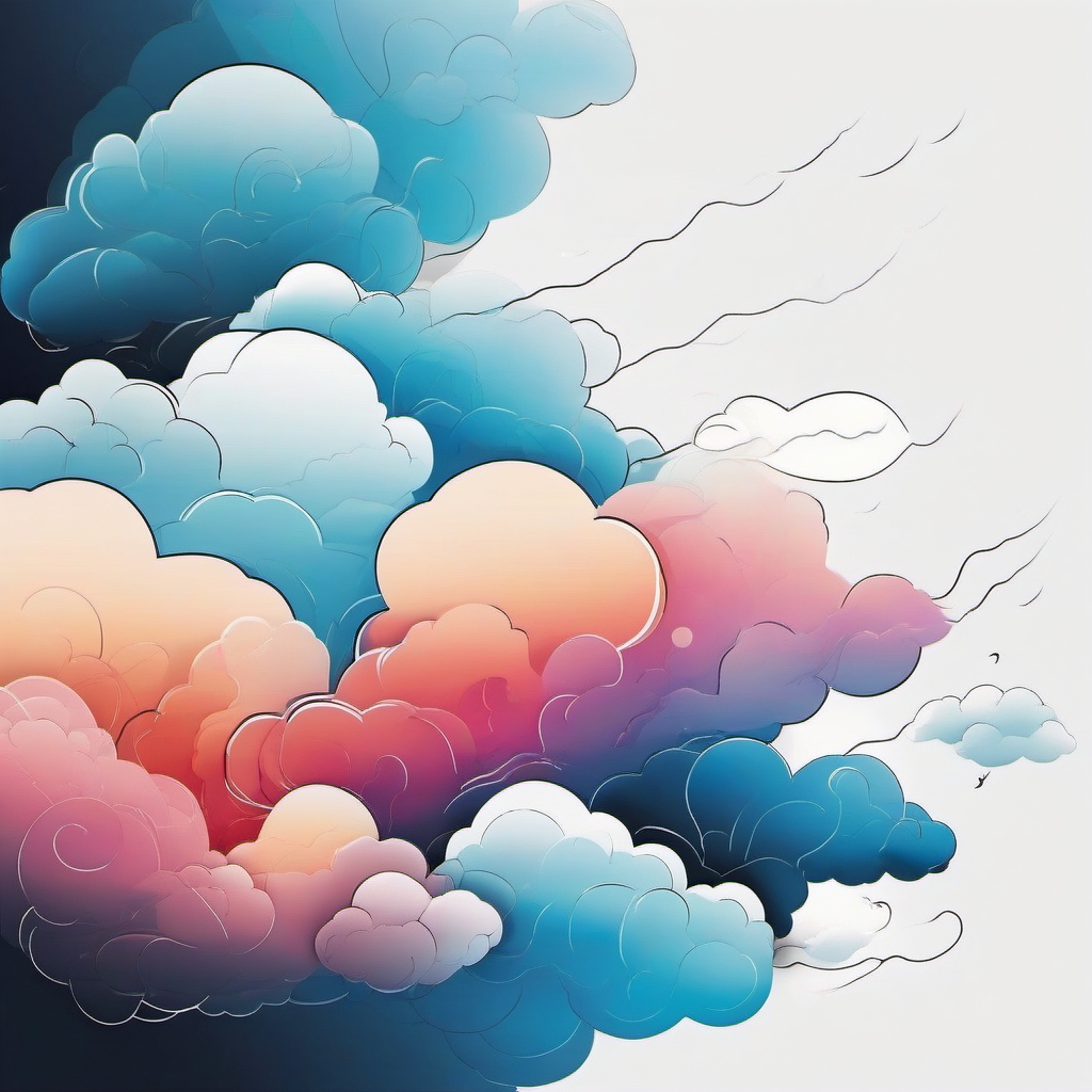 Abstract Clouds - Illustrate the ever-changing nature of emotions with an abstract clouds tattoo.  outline color tattoo,minimal,white background