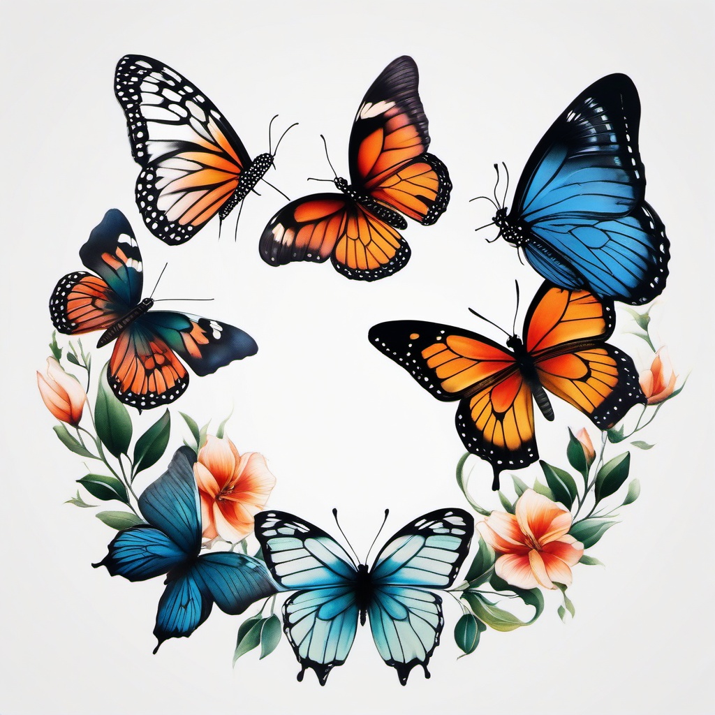 butterfly hip tattoo designs  simple color tattoo, minimal, white background