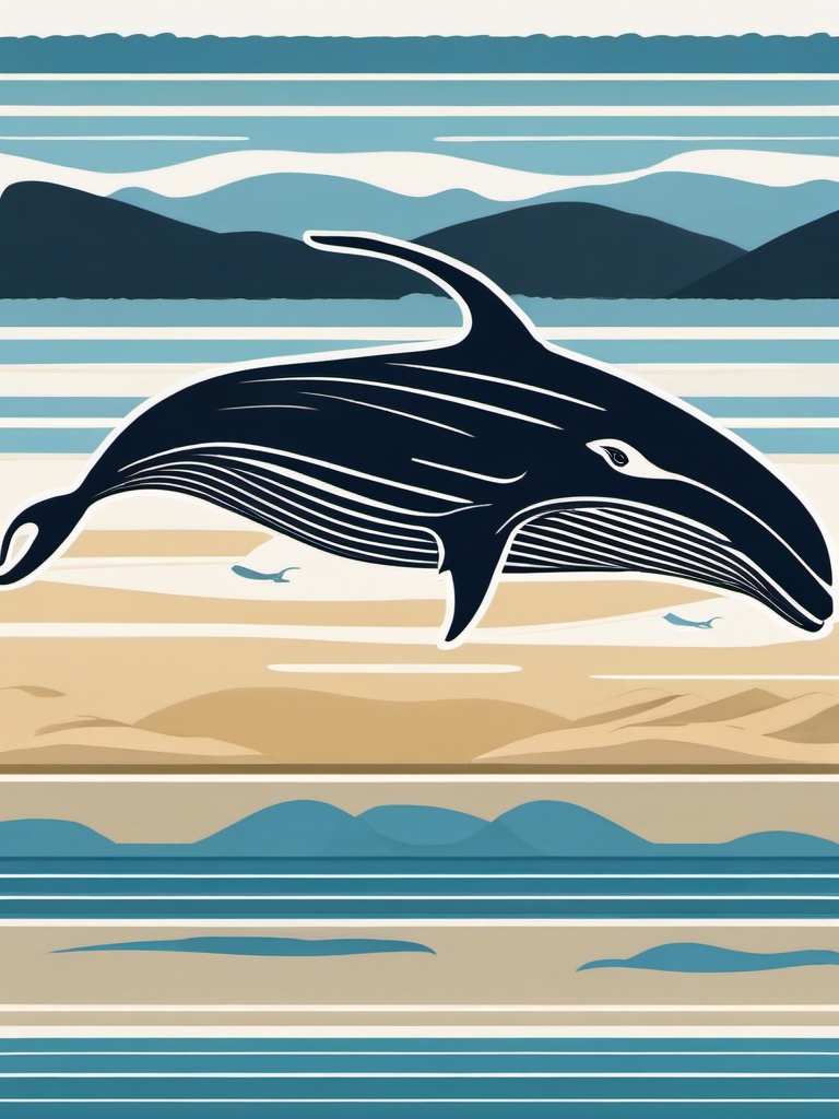 Humpback Whale Clipart - Humpback Whale breaching the ocean's surface , minimal, 2d