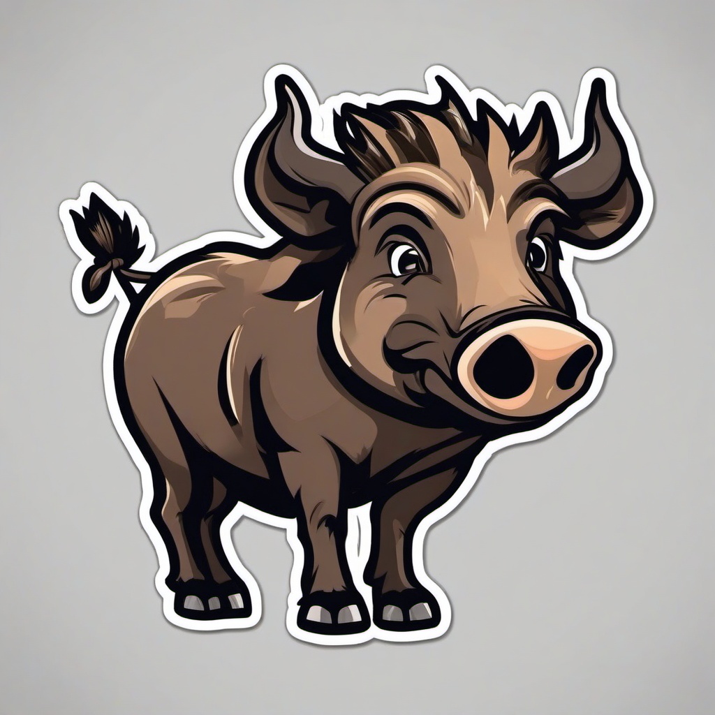 Warthog cartoon - wild pig with tusks  cartoon sticker style