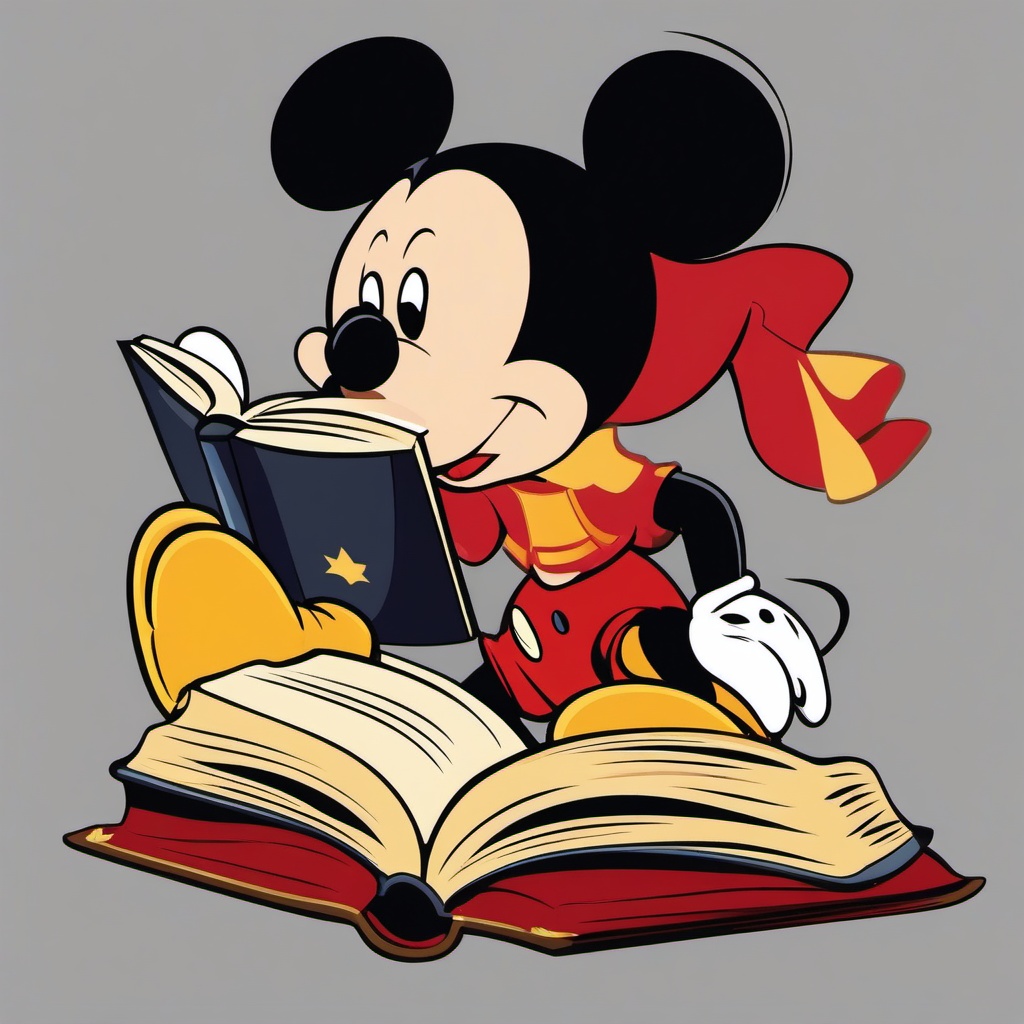 Mickey Mouse clipart - Mickey Mouse reading a book  