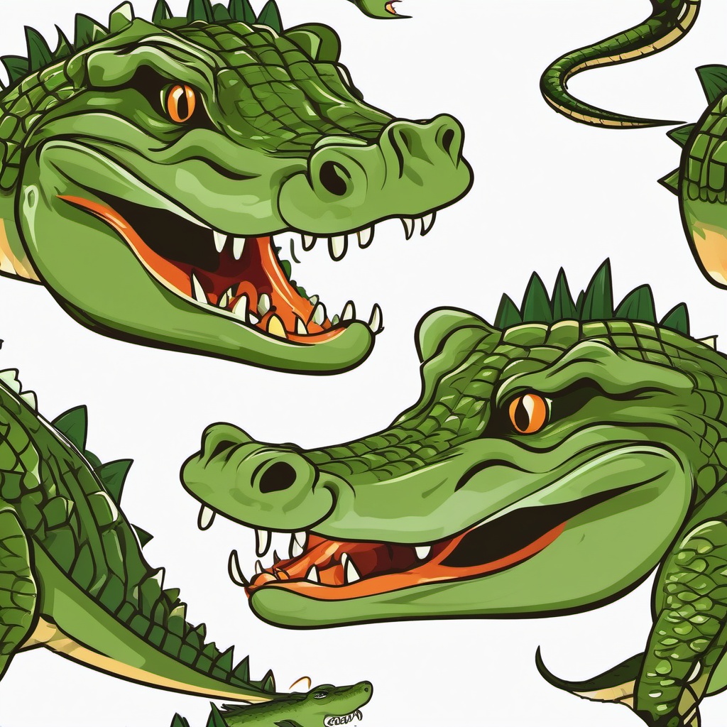 Crocodile clipart - Semi-aquatic reptile with a formidable bite, ,color clipart vector style