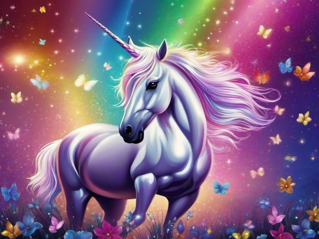 Rainbow Glitter Unicorn Wallpaper  