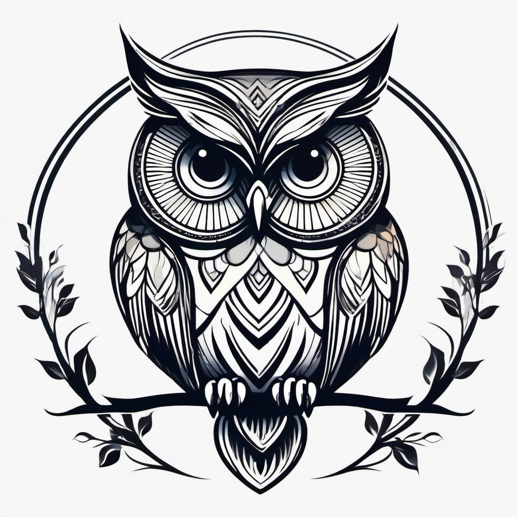 Artsy Simple Owl Tattoo - Infuse artistic flair into simplicity with an artsy and simple owl tattoo.  simple color tattoo,vector style,white background