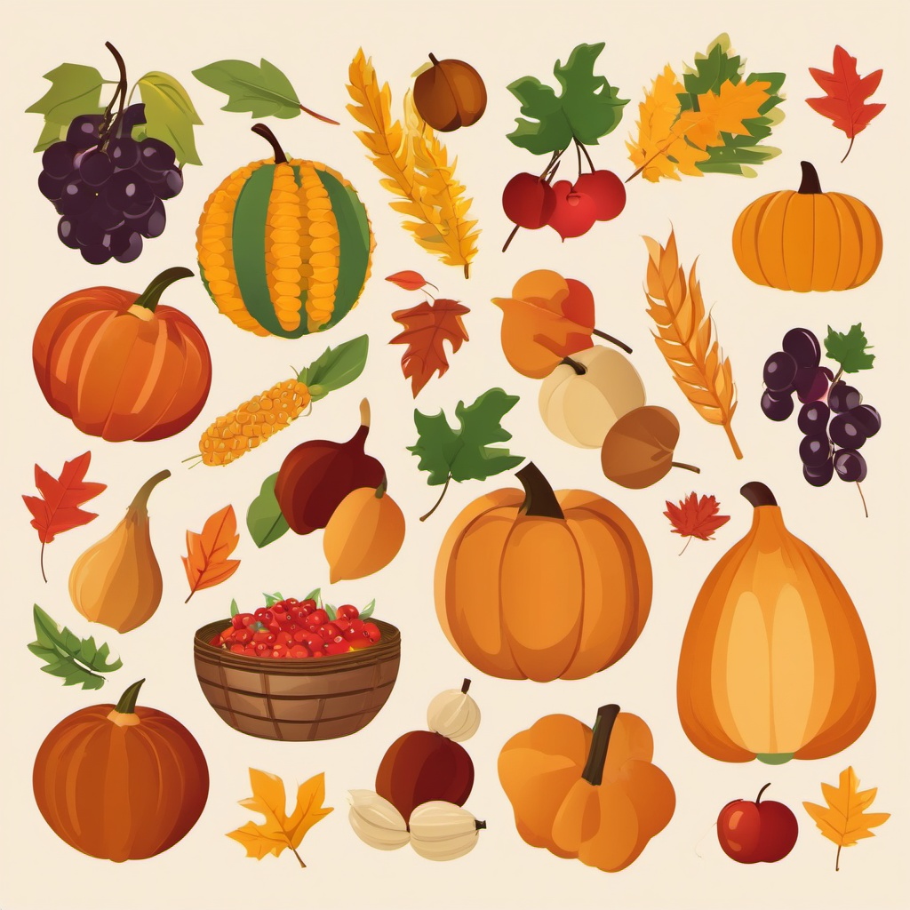 Autumn Harvest Bounty clipart - Bounty of the harvest season, ,vector color clipart,minimal