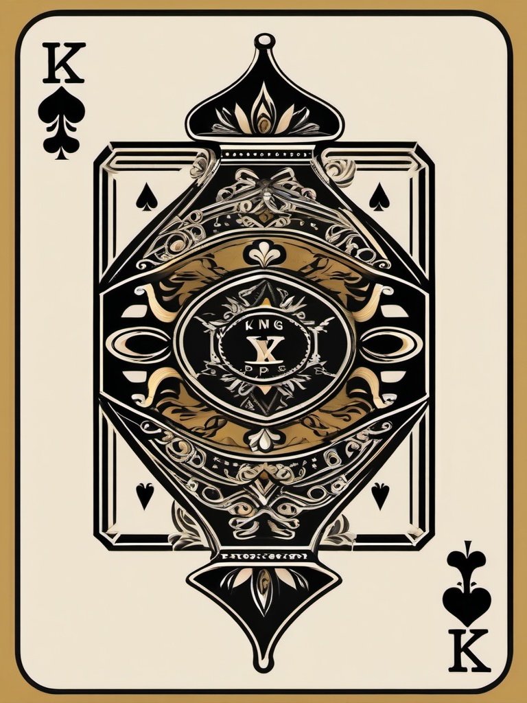 King of Spades Tattoo-Delightful and playful tattoo featuring the king of spades card, perfect for fans of card games and luck symbolism.  simple color vector tattoo