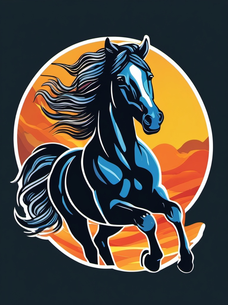 Horse Galloping Sticker - A majestic horse galloping with flowing mane and tail. ,vector color sticker art,minimal