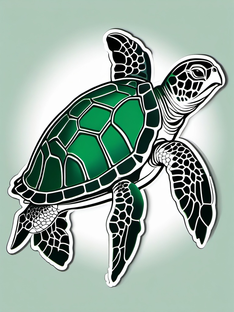 Green Sea Turtle Tattoo - Showcase the iconic green sea turtle in your tattoo, celebrating the beauty and symbolism of this species.  simple color tattoo,minimal vector art,white background