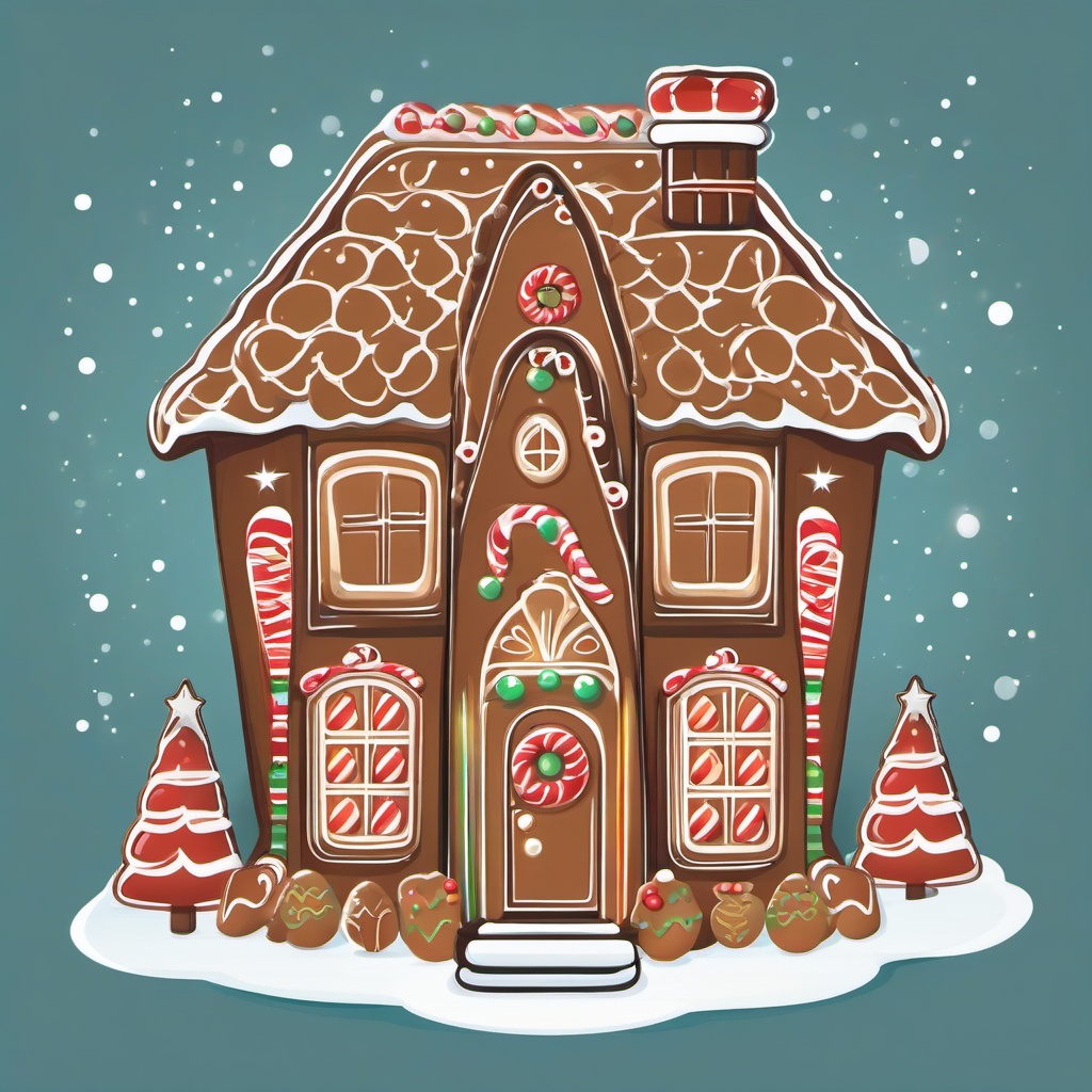 Gingerbread House clipart - gingerbread house with a magical feel  color,minimalist,vector clipart