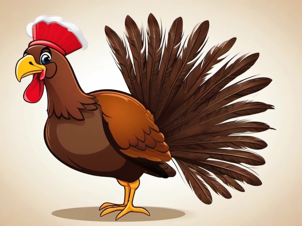 Turkey Cartoon - Cartoon of turkey spreading feathers  