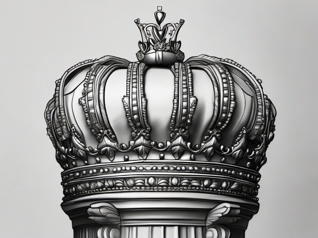 drawing of a crown on a statue  minimal rough sketch scribbles,doodles,black and white