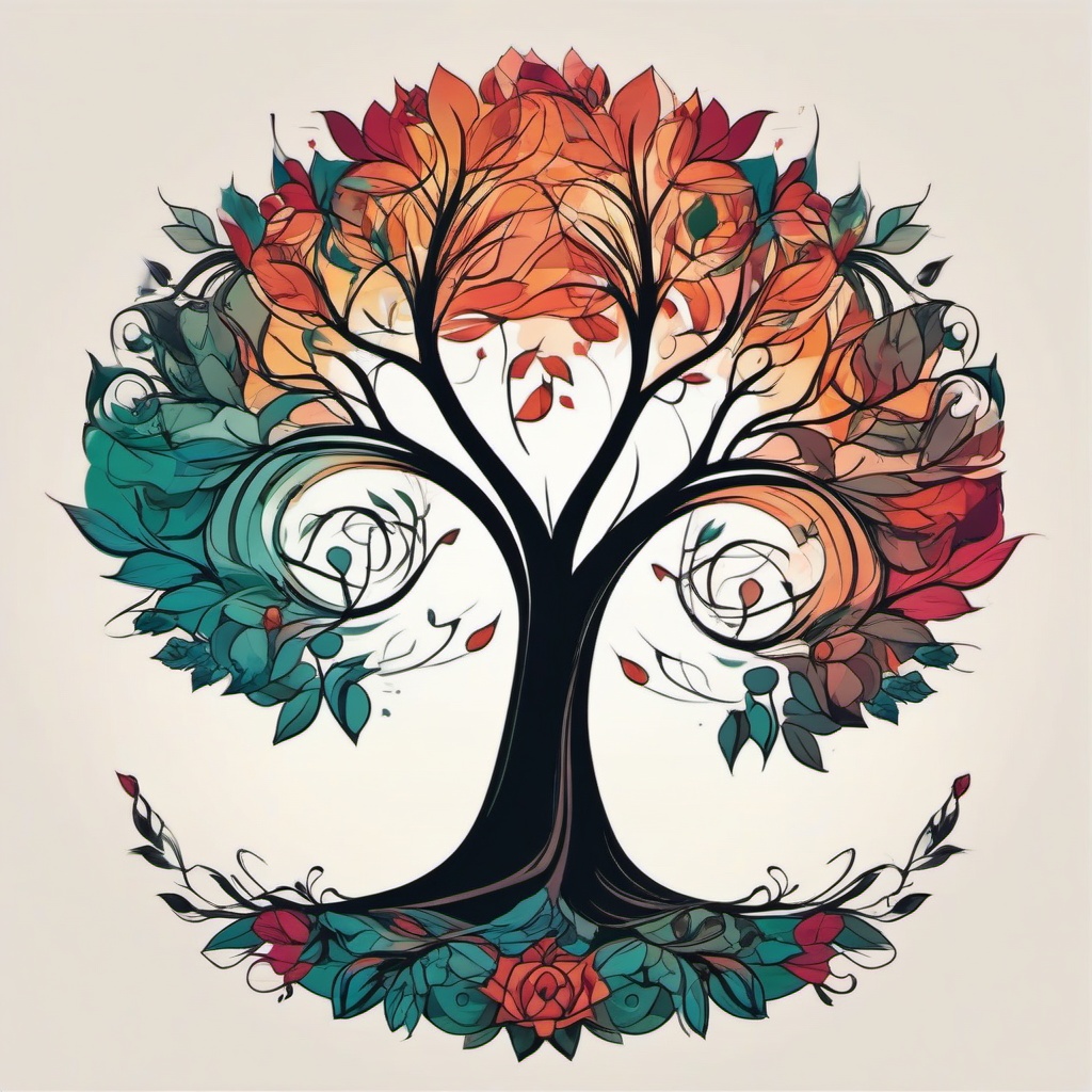 simple tattoo tree  simple vector color tattoo