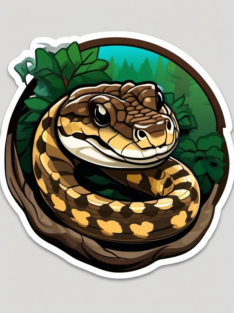 Timber Rattlesnake cartoon - venomous, forest-dwelling snake  cartoon sticker style