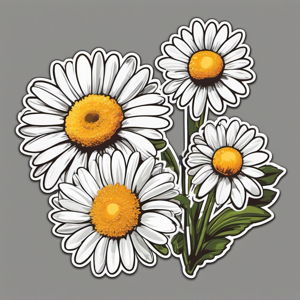 Daisy Sticker - Capture the simple and joyful essence of a bright and charming daisy sticker, , sticker vector art, minimalist design