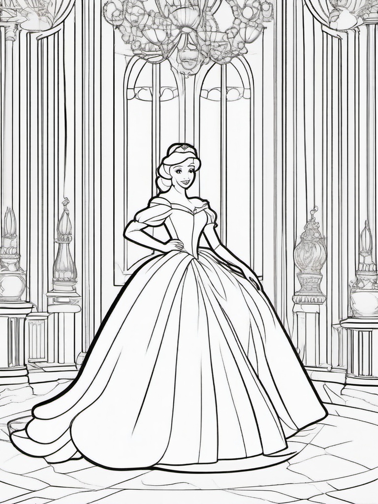 Cinderella Coloring Pages - Classic Princess in a Glass Slipper  minimal black outline printable sheet, coloring page