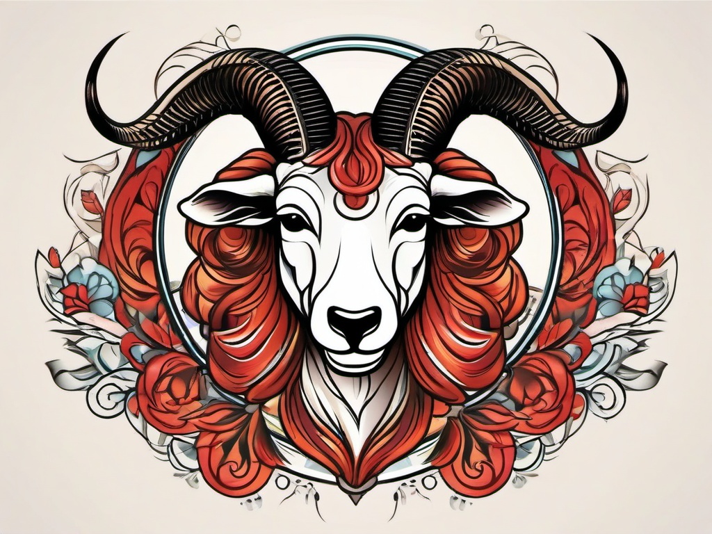 aries horoscope tattoo  simple vector color tattoo