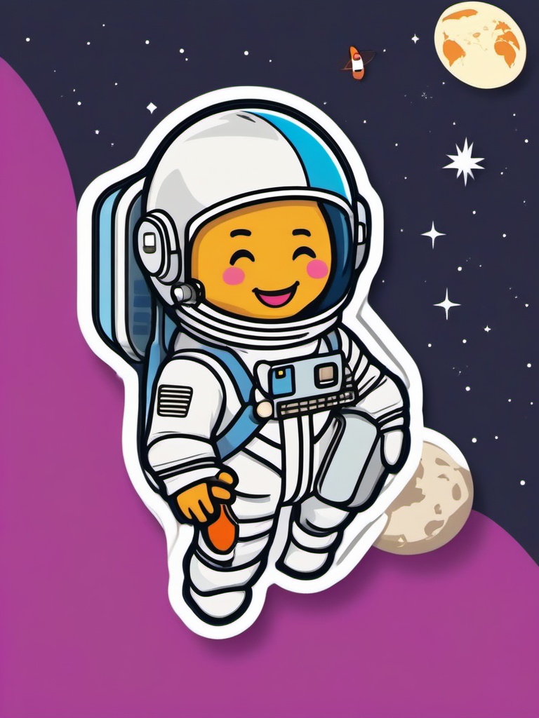 Astronaut and Earth Emoji Sticker - Space tourism dream, , sticker vector art, minimalist design