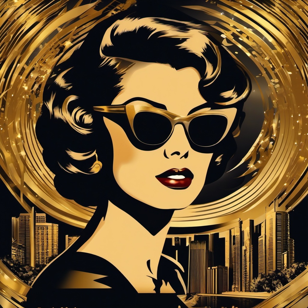 Golden Age of Hollywood - Add a touch of classic Hollywood glamour to your tee. , vector art, splash art, retro t shirt design