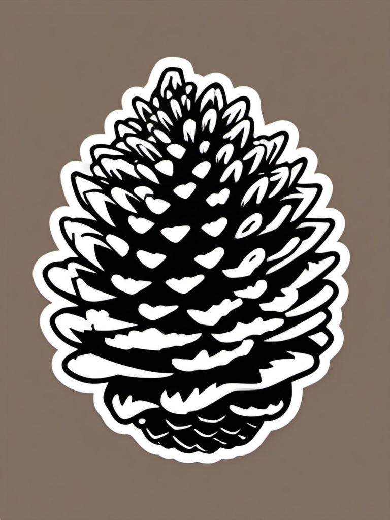 Frosty Pine Cone Emoji Sticker - Winter's touch on a resilient pine cone, , sticker vector art, minimalist design