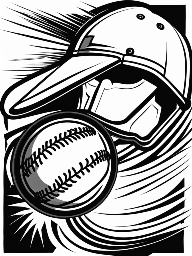 baseball clipart black and white 